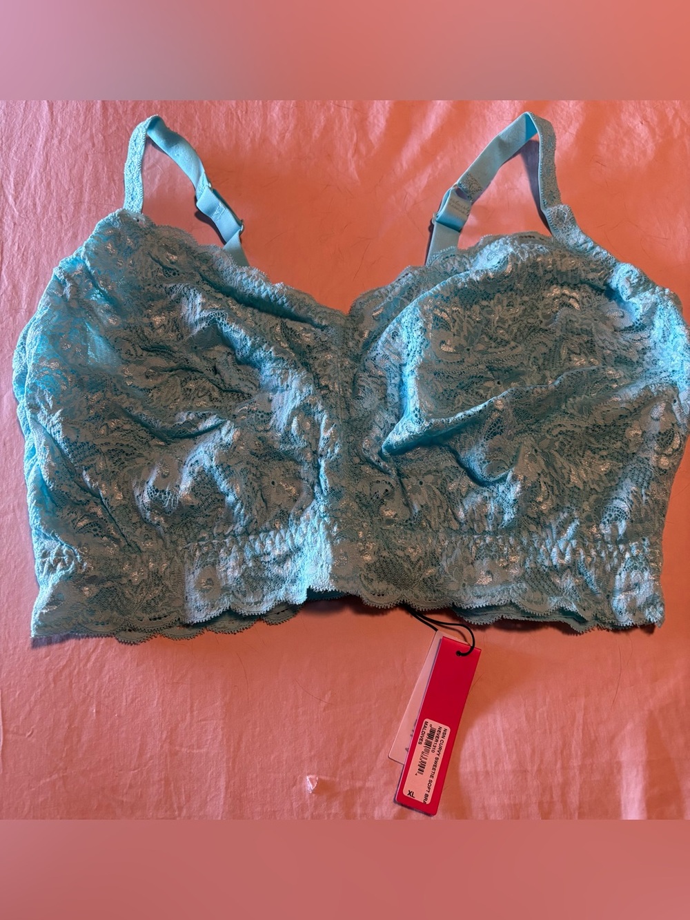 Never Say Never by Cosabella Curvy Sweetie Soft Bra, (Turquoise/Blue) Size XL